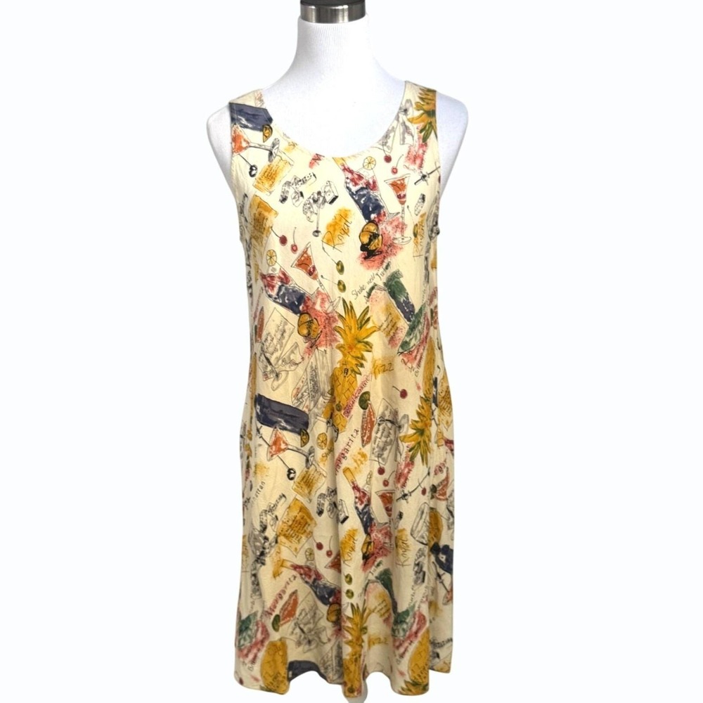 VTG Tori Richard Honolulu Sleeveless Hawaiian Dress Womens M‎ Novelty Cocktails - Picture 2 of 10